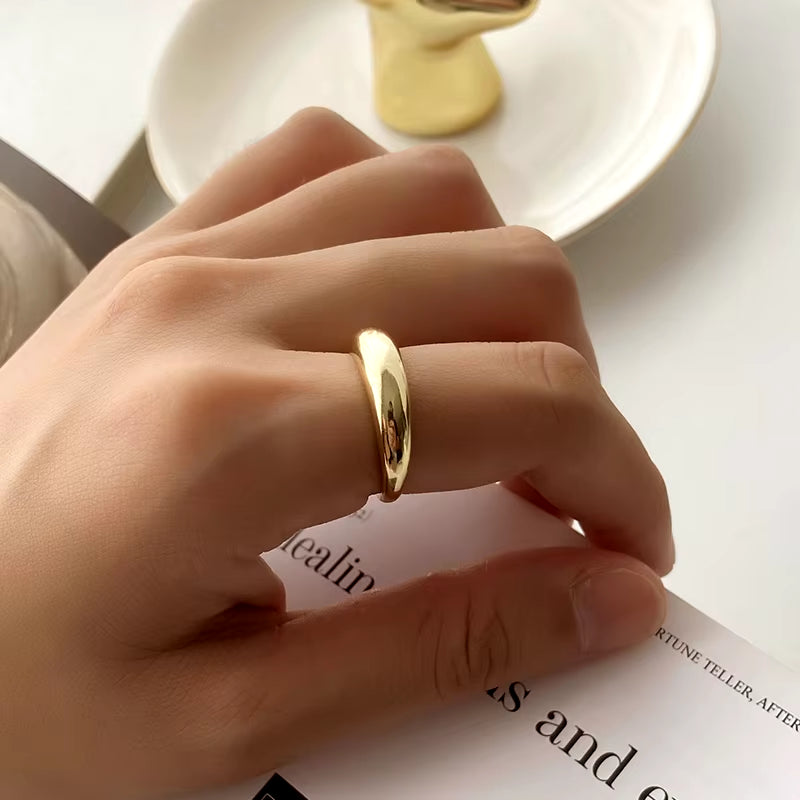 Hot Wholesale Minimalist Gold Plated Rings Women Jewelry 925 Silver Adjustable Rings