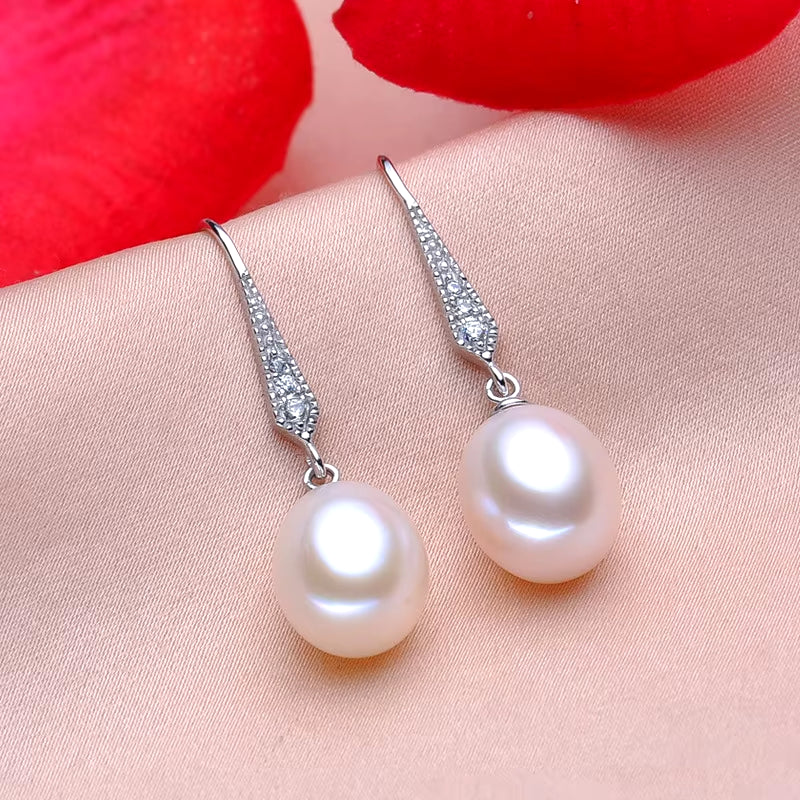 GPE01 High Quality 925 Silver Natural Freshwater Pearl Ear Hook Female Korean Explosive Simple Fashion Earrings