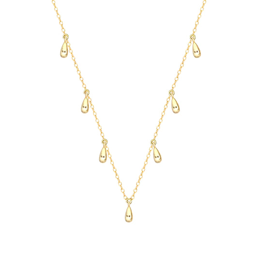 Minimalist Jewelry 925 Sliver 18K Gold Plated Water Drop Tear Dangle Charms Choker Necklaces