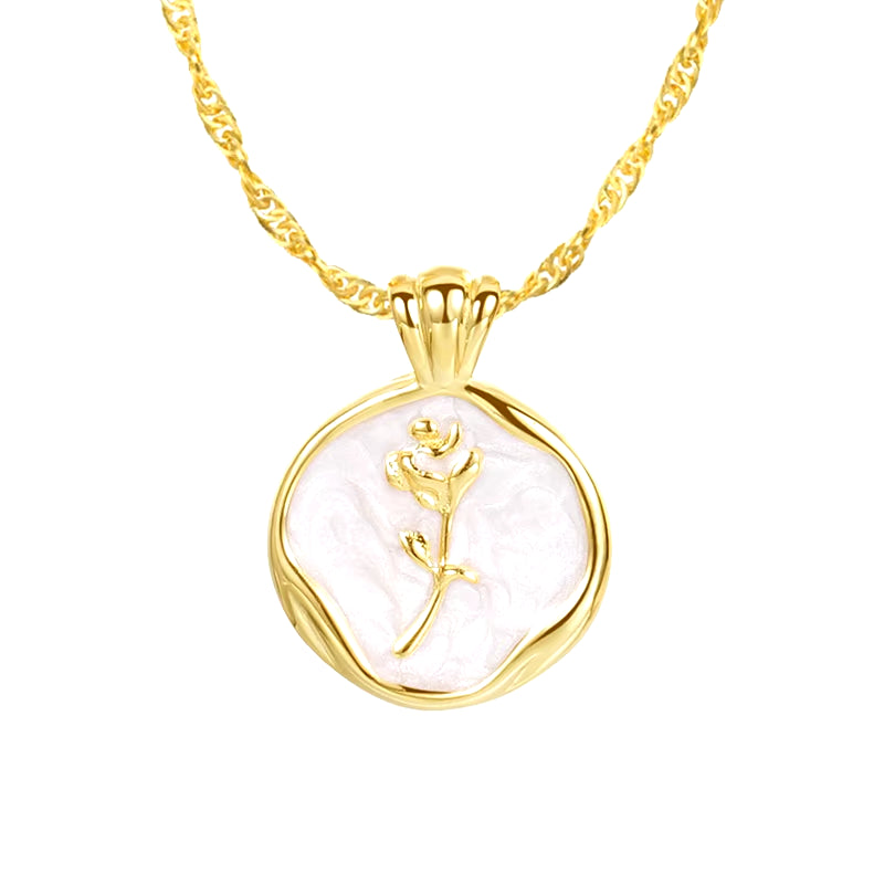 Fashion 925 Silver Necklace Gold Plated Shell Charm Flower Pendant Necklace Jewelry Gift for Women