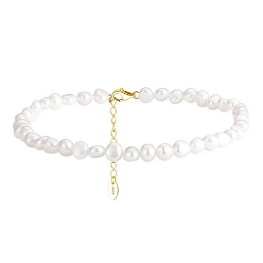 14k Gold Plated Pearl Shoreline Anklet