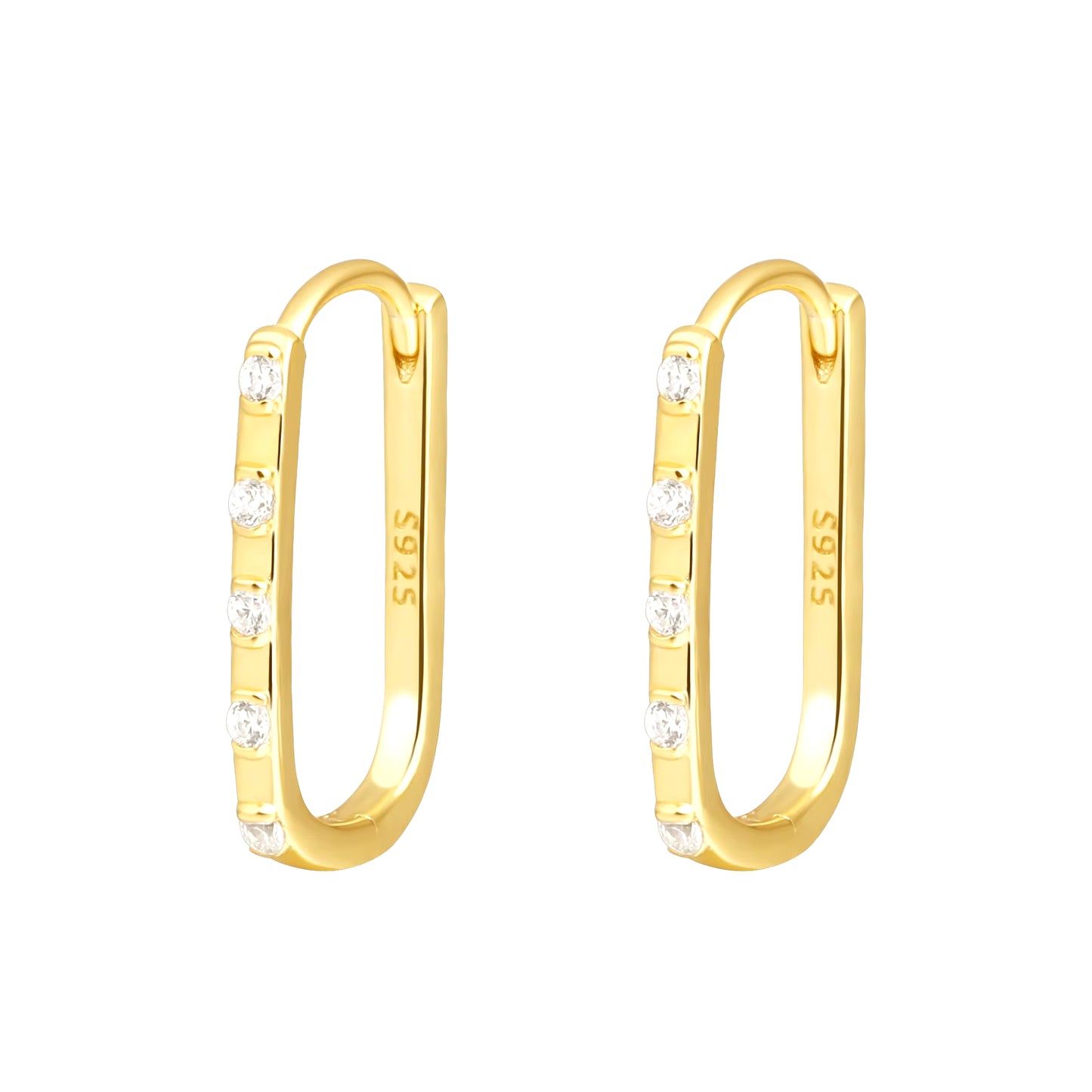 Factory Direct Sale Sterling Silver Delicate Jewelry Earrings Inlay Zircon U Shaped Hoop Huggie