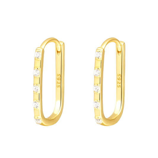 Factory Direct Sale Sterling Silver Delicate Jewelry Earrings Inlay Zircon U Shaped Hoop Huggie