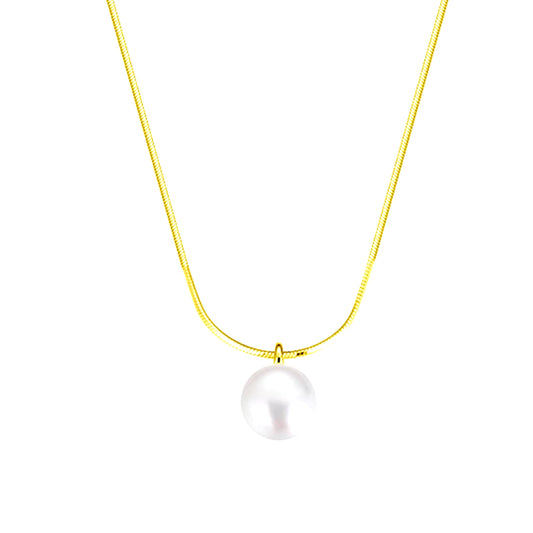 Wholesale Classic 925 Sterling Silver 18K Gold Plated Freshwater Pearl Pendant High Quality Chain Necklace