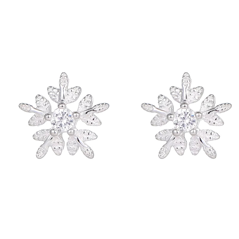 2024 New Minimalism Fashion Jewelry S925 Sterling Silver Earrings Light Luxury Inlay Diamond Snowflake Stud Earrings for Women