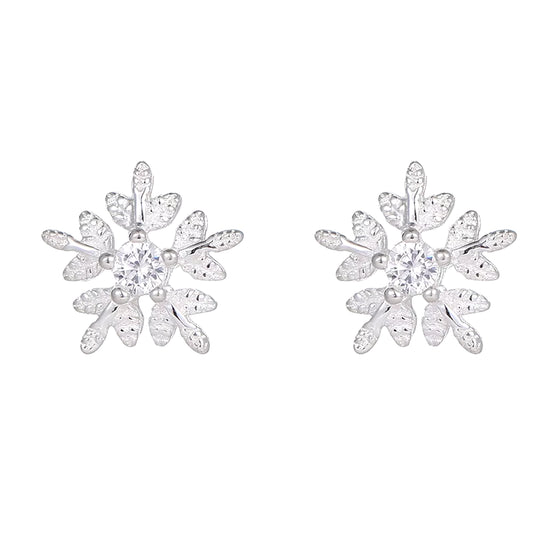 2024 New Minimalism Fashion Jewelry S925 Sterling Silver Earrings Light Luxury Inlay Diamond Snowflake Stud Earrings for Women