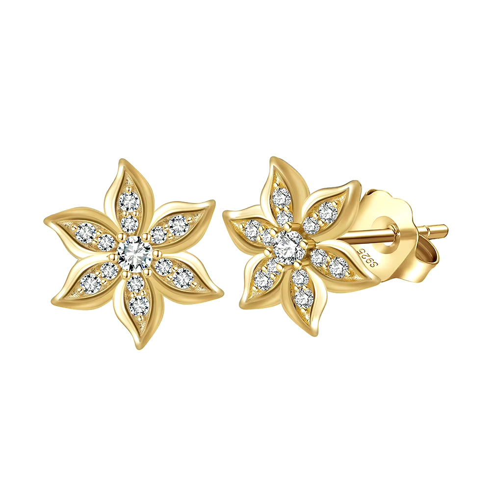 APE129 Minimalism Style Fine Jewelry Daily Wear Star Women Wholesale 14K Gold Plated 925 Sterling Silver Stud Earrings