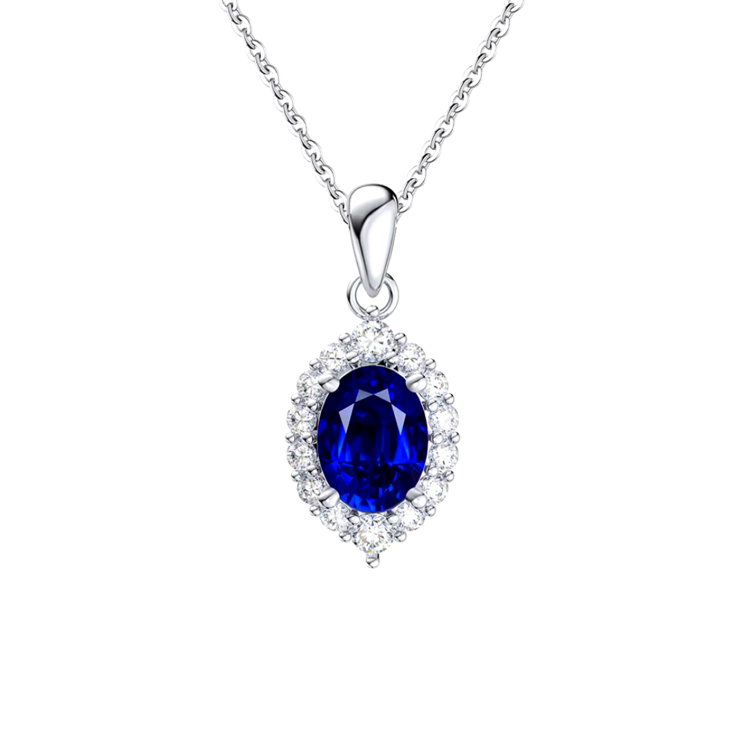 Rhodium Plated Blue Majesty Necklace