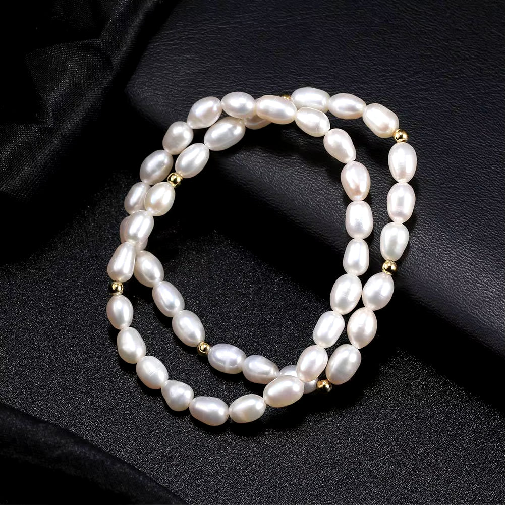 Fine Jewelry S925 Sterling Silver Double Layer Design Natural Freshwater Pearl Men'S Bracelet Adjustable Factory Wholesale