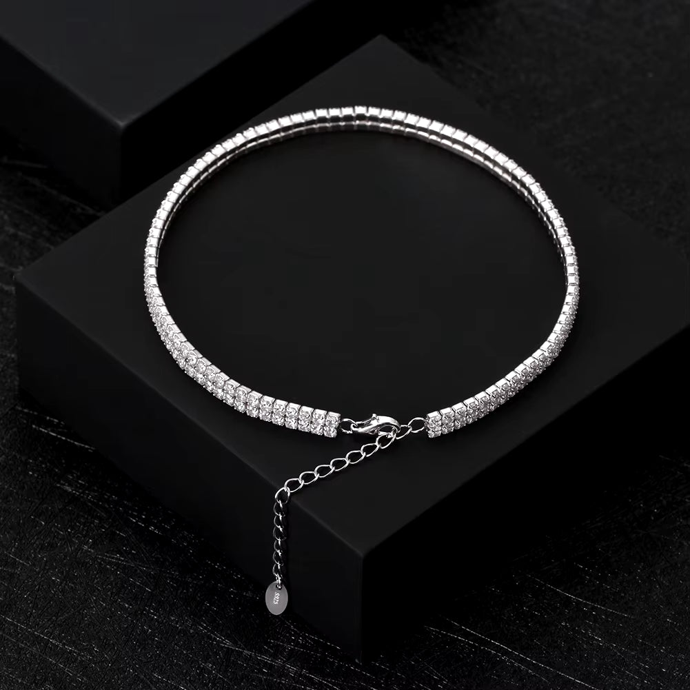 SA20 Fashion Jewelry 925 Sterling Silver Ankle Bracelet for Women Ancle Chain Wholesale Tennis Anklet with Cubic Zircon