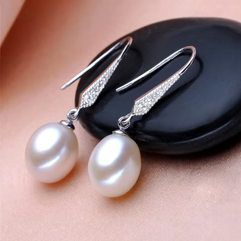 GPE01 High Quality 925 Silver Natural Freshwater Pearl Ear Hook Female Korean Explosive Simple Fashion Earrings