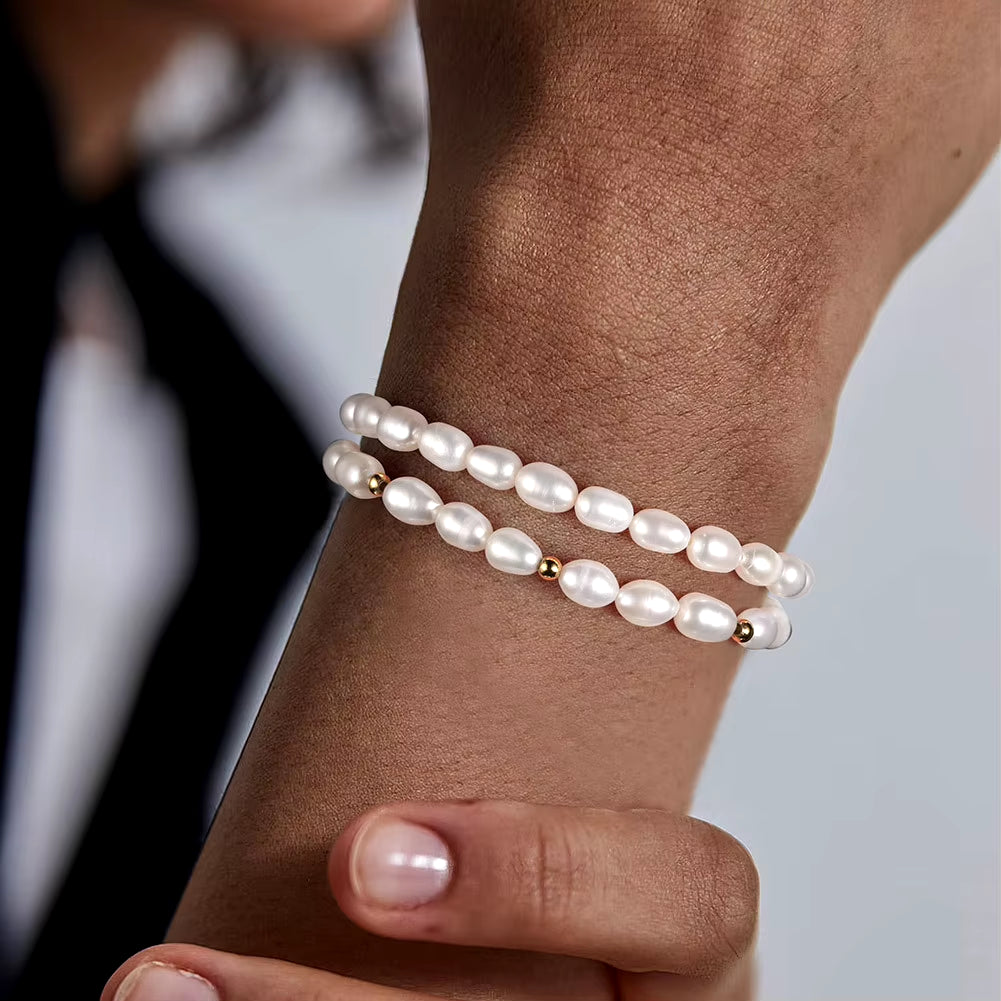 Fine Jewelry S925 Sterling Silver Double Layer Design Natural Freshwater Pearl Men'S Bracelet Adjustable Factory Wholesale