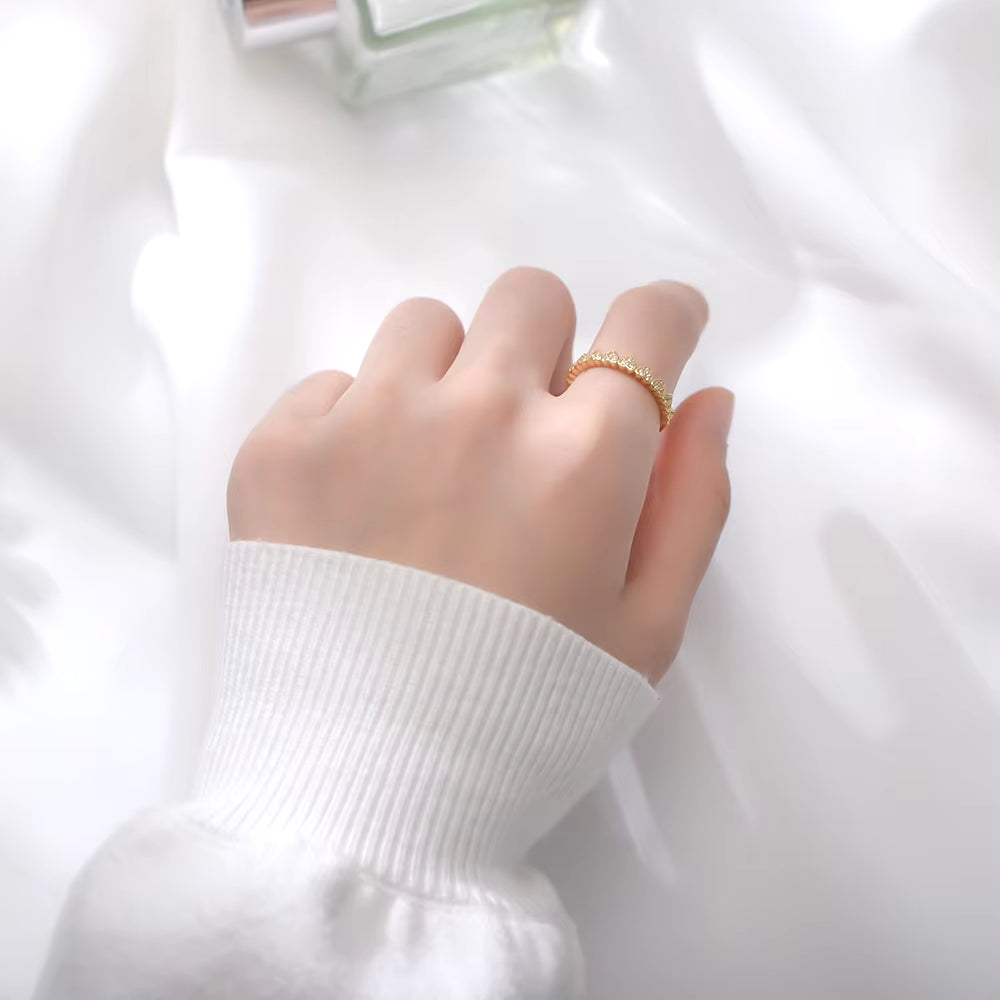 9  Fine Jewelry S925 Sterling Silver Gold Plated Heart Zirconia Ring Simple Vintage Temperament Women Finger Index Ring