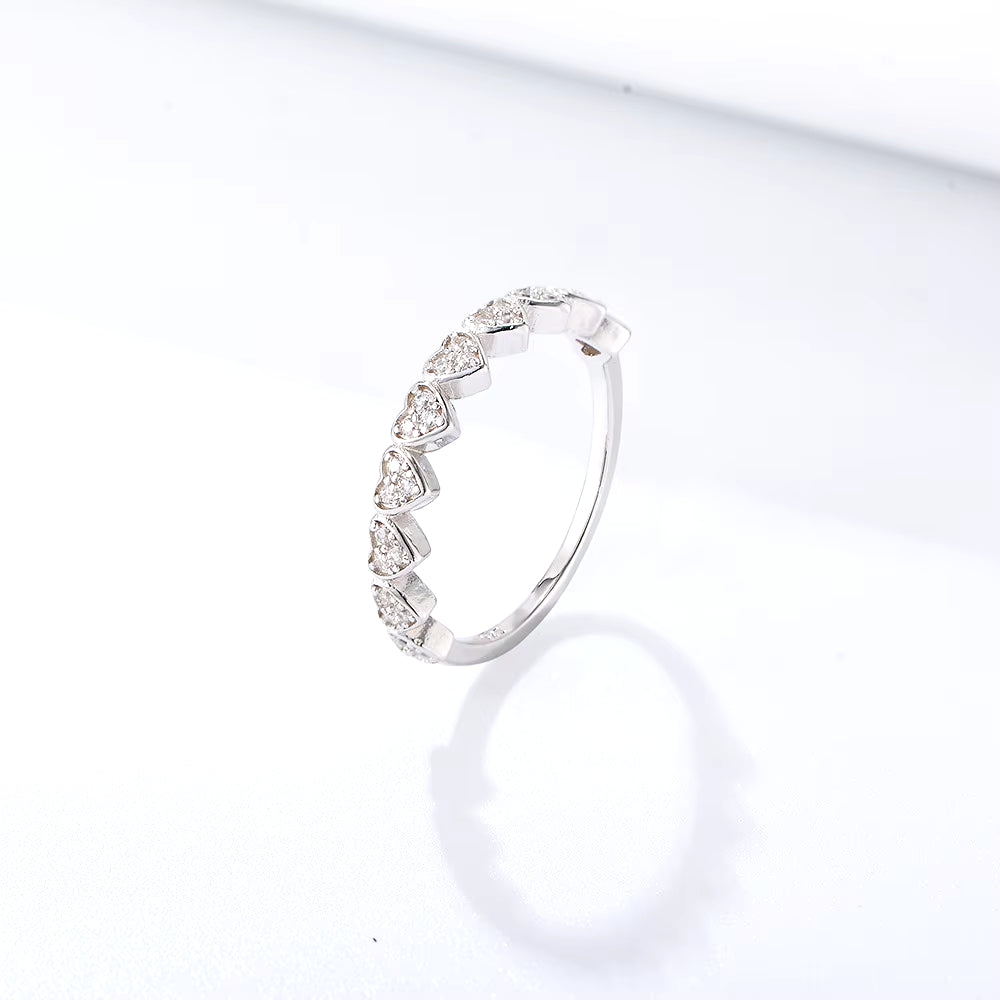 9  Fine Jewelry S925 Sterling Silver Gold Plated Heart Zirconia Ring Simple Vintage Temperament Women Finger Index Ring