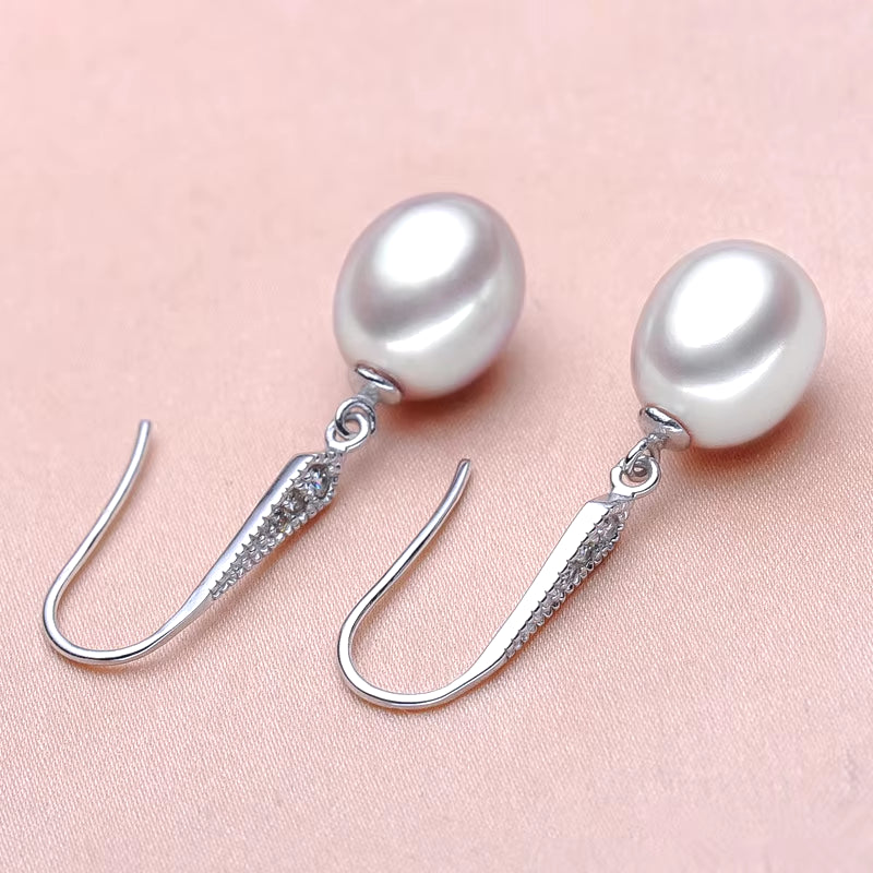 GPE01 High Quality 925 Silver Natural Freshwater Pearl Ear Hook Female Korean Explosive Simple Fashion Earrings