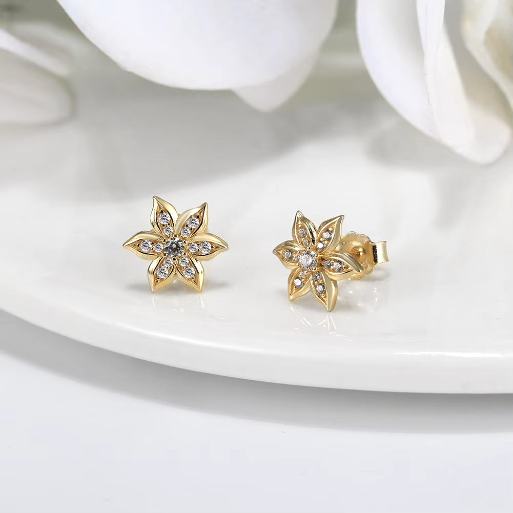 APE129 Minimalism Style Fine Jewelry Daily Wear Star Women Wholesale 14K Gold Plated 925 Sterling Silver Stud Earrings